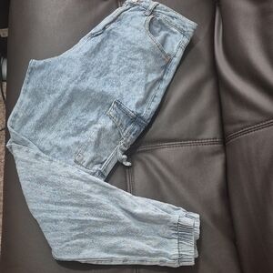 Light Blue Denim Cargo Joggers